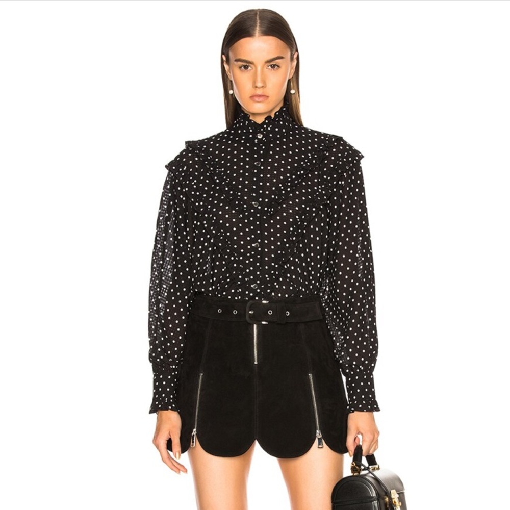 Alexa Chung Polka-Dot Ruffled Blouse
